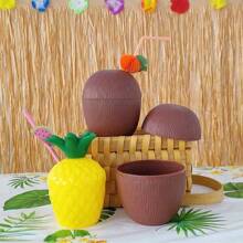 1pc 500ml Hawaiian Pineapple Coconut Fruit Shaped Juice Cup, Drinking Water Glass Tropical Summer, Beach, Pool Party Decor (Straw Not Included)