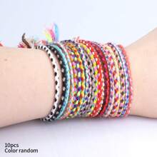 Pulseira ajustável trançada colorida boêmia, 20/10 peças, pulseiras de amizade de corda de algodão colorida, feitas à mão, lembrancinhas de festa, pequenos presentes