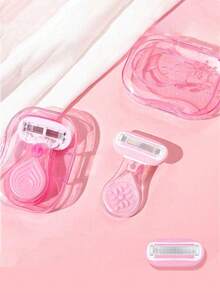 1 件女士脱毛剃须刀，包括腋下、腿部和比基尼区域毛发剃须刀，便携式剃须刀，粉色手动剃须刀，女士比基尼手动剃须刀片脱毛剃须/5 层刀片，不锈钢刀片可更换粉色剃须刀头女孩礼物旅行必需品，适用于海滩、度假、旅游、旅行、商务