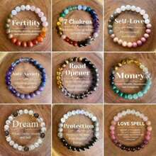 1pc Versatile Personalized Random Color Money Protection Confidence Healing Sleep Natural Stone Mix Bracelet, For Women/Men, Family Bracelet, Agate Bead Bracelet, Couples Gift, Romantic Intention, Beaded Bracelet