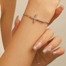 1pc Cross Bracelet, Gold & Silver Tone