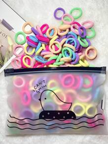 100pcs/2000pcs Cute Hair Bands, Soft & Elastic Hair Ties For Girls, Hair Accessories, Floral Confetti, Storage In Chick Bag, Gym Accessories, Hair Tie ,Hair Accessories, Ponytail Holders, Hair Elastics, Hair Rubber Bands