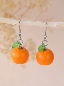 1 Pair Cute Faux Fruit Shaped Earrings, Summer Fun Lemon, Blueberry, Avocado, Watermelon, Strawberry, Orange, Resin Material Earrings