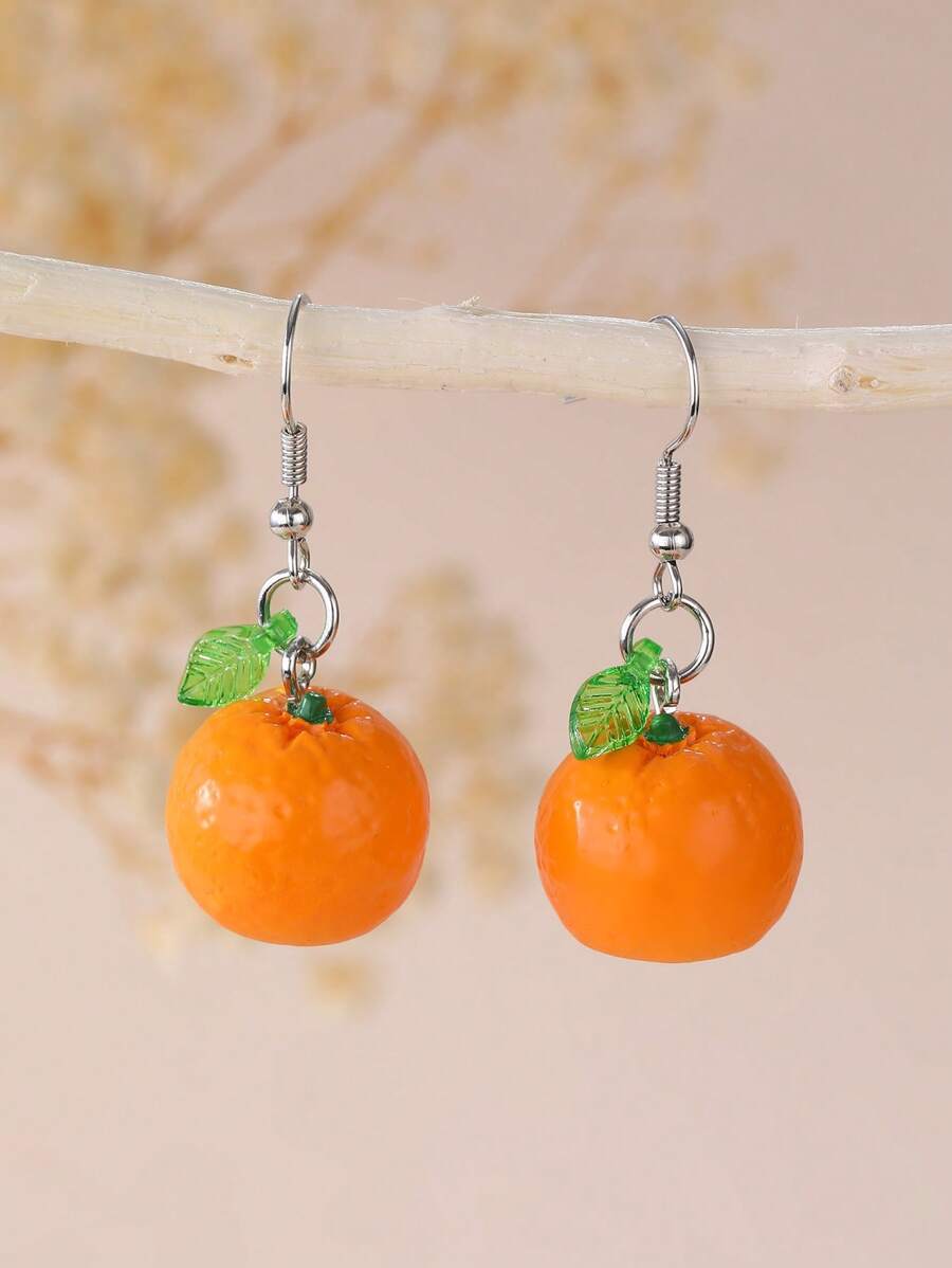 1 Pair Cute Faux Fruit Shaped Earrings, Summer Fun Lemon, Blueberry, Avocado, Watermelon, Strawberry, Orange, Resin Material Earrings