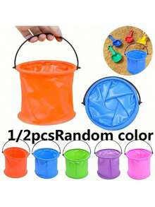 Collapsible Water Bucket, Collapsible Bucket With Handle, Collapsible Water Bucket For Camping,Outdoor,Fishing,Cleaning, Portable Foldable Bucket Compact Watercolor Brush Washing Buckets For Artists Beginners Convenient Space Saving Design, Beach Essentials, Beach Accessories, Pool Float - Multicolor - View 2