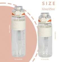 1pc 26oz/32oz Transparent/Frosted Plastic Water Bottle With Lid & Handle, Leak-Proof, Suitable For Students, Outdoor Sports, Travel, Gifts For Various Occasions - Multicolor - View 5