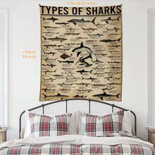 Polyester Educational Shark Species Wall Hanging Tapestry, Decor Perfect For Ocean Life Enthusiasts In Bedroom, Living Room, Dorm, High Quality Polyester Fabric With Vivid Colors, Unique Gift, Learning Tool, Home Decor