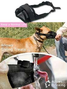 1 件透气网状狗嘴套，快速固定，带可调节带子，防咬防吠宠物嘴套，可调节宠物狗软面罩 - 黑色 - 查看 7