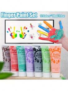 6 pezzi Set di Vernici per Dita Lavabili: Colori Vibranti, Lavabili, Facile da Pulire, Forniture Artistiche Multiuso per Pittura e Bricolage Fai-da-Te, Colori Casuali
