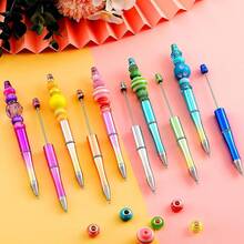 20 Pcs Beadable Pens,Plastic Bead Pen Bulk Colored,Black Ink Beaded Pens Refills Make Gifts And, Office Supplies(Black Gold) - Gradient Color - View 5