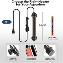 Calentador sumergible para acuario FUCHENGJSOrlushy de 300W, con termostato digital externo ajustable, protección contra sobrecalentamiento y termómetro, para acuarios de agua dulce y salada de 40 a 60 galones