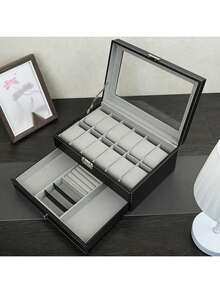 1 Pieza Caja Expositora de Relojes, Estuche de Almacenamiento de Alta Gama con Llave, Organizador de Pulseras, Joyero, Exhibidor de Relojes Mecánicos, Caja Organizadora de Gran Capacidad para el Hogar, Caja de Relojes como Regalo para Mujeres en el Día de San Valentín, Regalo del Día de San Valentín - Multicolor - Ver 6