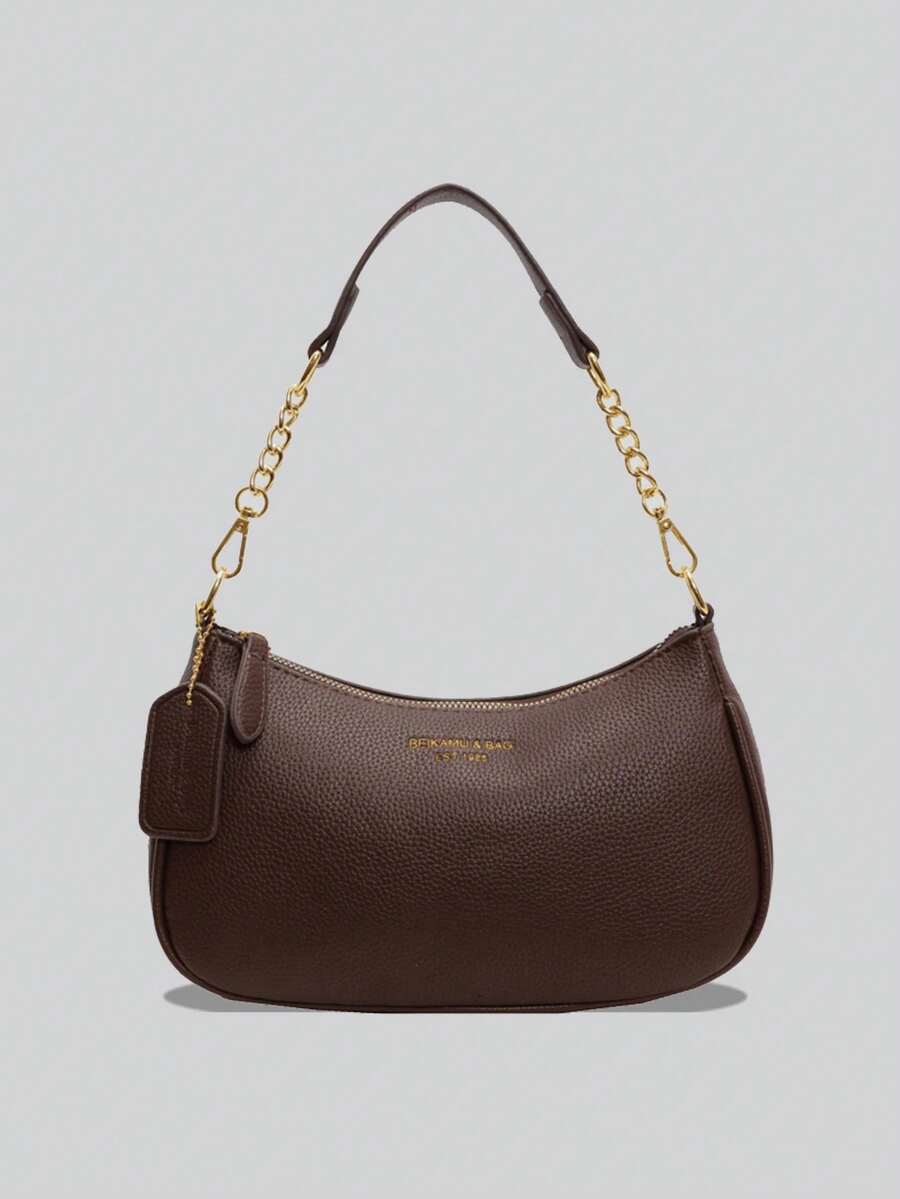 1 PC Brown Lychee-Patterned Portable Commuter Bag, Versatile For Travel Women's Bags,Multifunctional And Large Capacity Fashionable And Casual Large Capacity Portable Zipper Shoulder Bag Underarm Bag,Storage For Travel Cosmetics, Cell Phones, Keys, And Sanitary Napkins,Suitable For Earphones, Chargers, Lipstick, Cosmetics, Perfume, Skin Care And Beauty Products, Student Supplies, Keys, Holiday Gifts - màu nâu - Xem 1