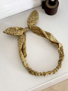 女士头巾 1 件 V 形印花休闲波西米亚编织面料蝴蝶结头带，数量可用可长期使用时尚发饰经典发带，发带秋冬度假装女士优雅围巾