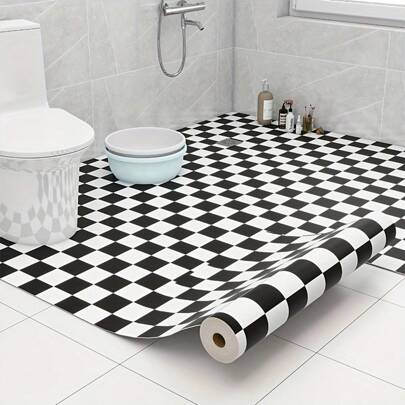 1 rolo de adesivos grossos marrons para piso de banheiro, pisos de banheiro autoadesivos antiderrapantes, decalques para piso de cozinha, decoração autoadesiva para casa, piso autoadesivo à prova d'água, acessórios de cozinha fáceis de instalar, itens de cozinha, decoração de cozinha, pisos, pisos, pisos autoadesivos, adesivo removível, decoração de sala de estar, decoração de quarto