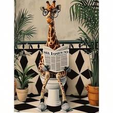 1 Set Adult Animal Toilet Giraffe Digital Oil Painting Kit - Canvas, Acrylic Paint Art Set, Unframed 40x50cm/16x20 Inch - Multicolor - View 1