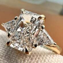 1pc Luxury Shiny Princess-Cut Cubic Zirconia 14K Gold Plated Women's Ring, Ideal For Weddings, Parties And Valentine's Day Gifts