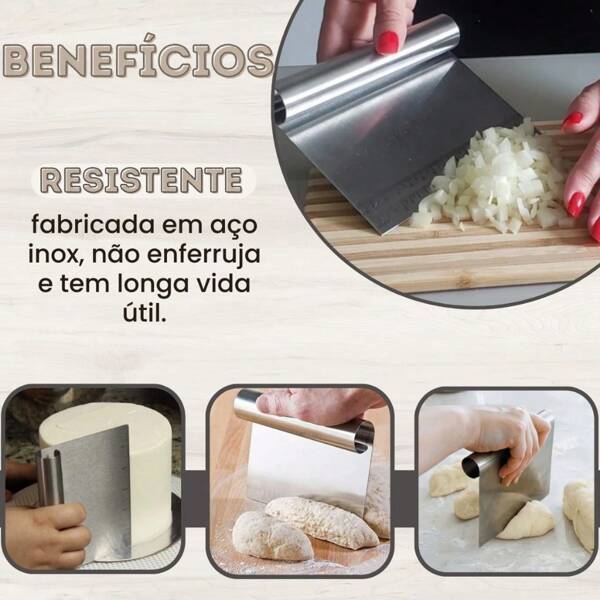 Espátula Em Inox Prática Raspador De Massa Com Cabo Tubular 15cm