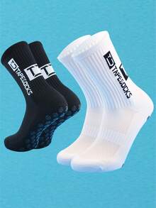FLSHMCEN Sports Outdoor Men's Soccer Socks Anti Slip 1 Pair Non-Slip Gripper Pads For Football Basketball Sports With Grippers Socks - Black - View 9
