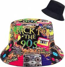 Reversible Bucket Hat For Women, Cute Beach Fisherman Style - Retro 90s - View 1