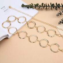 1pc Women Minimalist Round Decor Waist Chain Fall, Autumn, Halloween - Gold - View 3