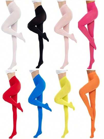 1pc Women's Solid Color Pantyhose, Made Of Polyester Blended Fabric With Cocoa Fiber And Super Elastic Fiber, Knitted Fabric, Stretchy And Sheer, Suitable For Party Outfits, Hand Wash Recommended (Choose Size Based On Your Figure For Best Fit!)