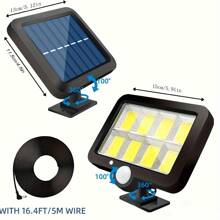 Solar Light With Remote Control, Solar Outdoor Lights Motion Sensor, Outdoor Solar Light Sunlight With 16.4ft Cable, 3 Lighting Mode, Wired Solar Powered Security Flood Lights Decoration For Indoor, Yard, Garden, Garage