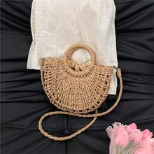 Oaoleer 1PC Straw Clutch Purses For Women Woven Straw Beach Sea Handbag Tote Bags For Summer - Màu Khaki - Xem 2
