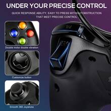 X360 Wired Controller, USB Wired Gamepad Joystick With Improved Dual Vibration And Ergonomic Design For X-Box 360 & Slim & PC 7/8/10(Black) ,PC Gamepad,Multi Colored Wired Game Controllers - 黑色 - 查看 7