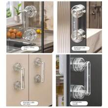 1 pezzo Maniglia per porta con ventosa trasparente - Senza foratura, impermeabile, per mobile da bagno, rimovibile in resina ABS - Stile minimalista, adatto per frigorifero, finestra, armadietto, porta doccia - Accessorio hardware durevole, accessorio da bagno