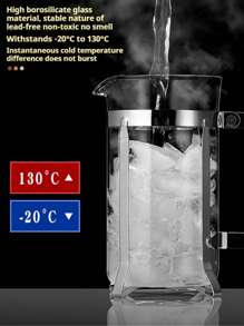 Cafetera de prensa francesa de vidrio con filtro de acero inoxidable, vidrio de borosilicato resistente a altas temperaturas, cafetera y tetera manual, gran capacidad, varios tamaños, con base y asa de silicona antideslizante, para preparar café, té y espuma de leche, ideal para el hogar, camping y café frío.