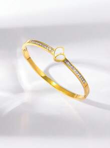 Novo Bracelete de Aço Inoxidável Decorado com Pedras de Zircônia, Simples e da Moda, Presente Perfeito