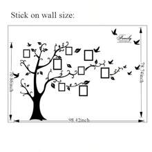 4 pièces/set Autocollants muraux de photo d'arbre noir, décoration pour la chambre à coucher, le salon