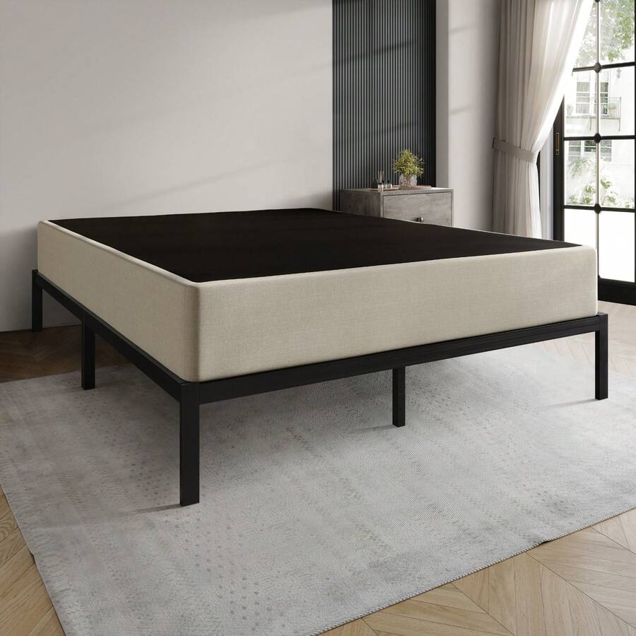 Home Design Warren 8-Inch Metal Box Spring - Warm Grey/Black - View 1