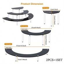三层纸杯蛋糕架，2个透明香水收纳盒，半圆形甜品桌展示套装，适用于小雕像，半月形展示架，适用于玩具收纳袋，派对，婚礼