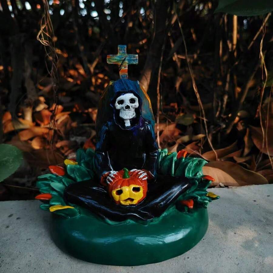 Colorful Halloween Cross Ghost Figurine - Spooky Decor For A Boo-Tiful Home - One Size Fits All - Colorful - View 1