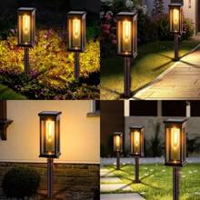Set Of 8 Solar Lawn Lights With IP44 Splash-Proof Rating. 1400 MA,They Come With LED Courtyard Ground Plugs And Feature A Vintage Design. Suitable For Paths, Gardens, Villas, Landscapes, Lawns, Sidewalks And Terraces.