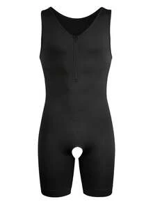Men Shapewear Tummy Control Firm Full Body Shaper Slimming Bodysuit Thigh Slimmer Back Chest Belly Compression Shirts Underwear Faja Para Hombres - 黑色 - 查看 8