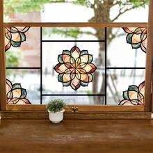 1片夏季限时假日折扣窗户隐私膜，3D彩色花朵玻璃贴纸，防紫外线遮阳自粘窗贴，适用于家庭浴室（11.81 x 26.62英寸），节日礼物