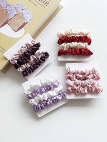 4个装纯色法式小发圈，附卡片，简约百搭发绳，彩色发圈，女士发饰，发圈，发绳，发饰，马尾发圈，发圈，橡皮筋，发绳，发圈，头饰，弹力发带 - 彩色 - 查看 4