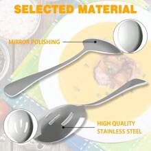 KUAOOAUK 6-teiliges Servierbesteck-Set, inklusive 3 Servierlöffeln mit Schlitzen und 3 Servierlöffeln aus Edelstahl, hochglanzpoliert, spülmaschinenfest