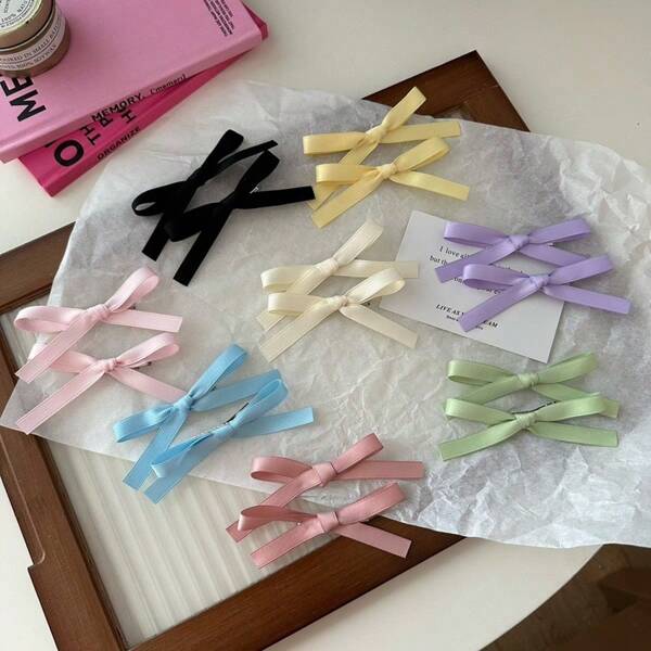 2 pezzi/set Fermagli da capelli in metallo a fiocco in tinta unita per donna, stile universitario adatti per uso quotidiano, a casa, per il pendolarismo, casual all'aperto e appuntamenti, per la primavera/estate, mollette a molla, mollette per capelli, fermagli per capelli, graffette per capelli