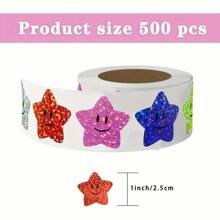500pcs Holographic Glitter Star Stickers Reward Stickers For Kids, Decoration For Preschool Rewards, Non-Adhesive Stickers, Labels Suitable For Parties, Sealing, Classrooms, DIY, Birthday, Holiday Gifts