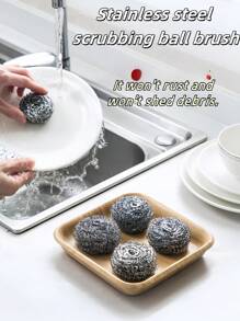 24 Pack Steel Wool Scrubber, Metal Kitchen Scrubbing Sponges, Dishwashing Scouring Pads Heavy Duty, Premium Stainless Steel Scrubbers For Cleaning Dishes Pots And Pans Bathroom Oven (Sliver)