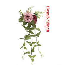 2 Piece Wedding Party Chair Decoration, With Artificial Eucalyptus And Ribbon Wedding Aisle Decor, Purple Peony Flower