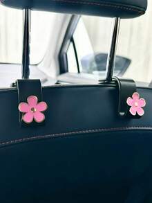 2pcs Triple-Color Metal Flower Single Hook Hanging Vehicle Seat Back Storage Hooks, Car Interior Organization - Black - View 11