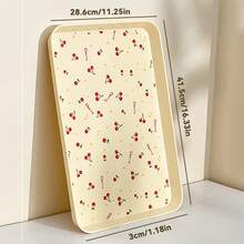 1/2/4Pcs Multifunctional Cherry Pattern Rectangular Plastic Serving Tray, Stackable Serving Plate For Food Snack Dessert Fruit, Food Plate Food Tray Tea Plate, Suitable For Student Adult Use In Home, Kitchen, Party, Rrestaurant - Multicolor - View 18