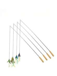 4 estilos de varitas de juguete para gatos con mango de madera ajustable, productos interactivos para mascotas, resistentes a rasguños y mordeduras