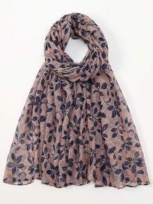 1 件花卉印花休闲可爱优雅街头风格涤纶（涤纶）巴厘岛雪纺围巾，适合春、夏、秋、冬
