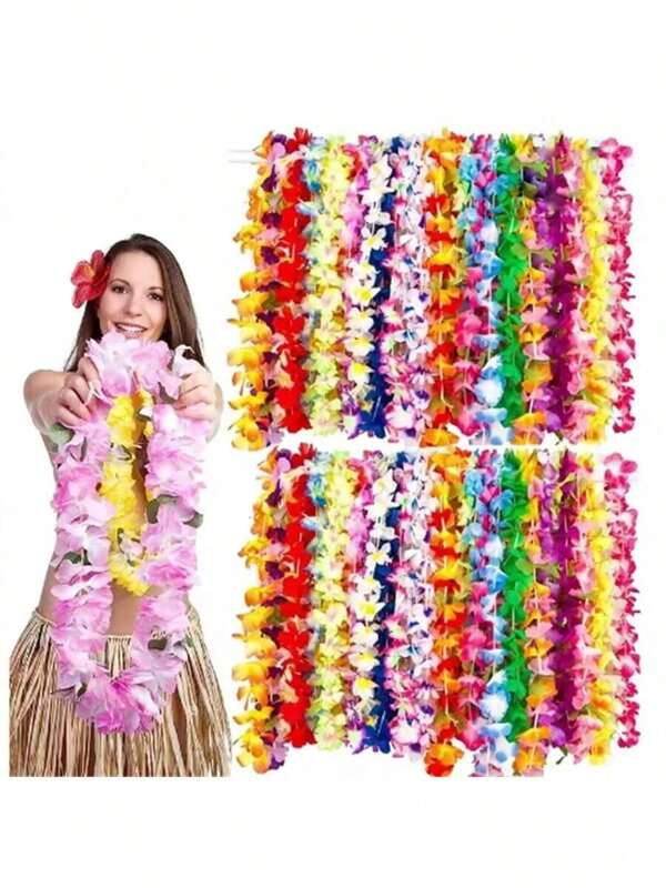 Hawaiian Style Tropical Wreath Garland Party Decorations Hawaiian Tropical Party Supplies Hawaii Christmas Wreath Artificial Silk Flower, Scene Decor, Festivals Decor, Room Decor, Home Decor, Offices Decor, Theme Party Decor, Wedding Decor